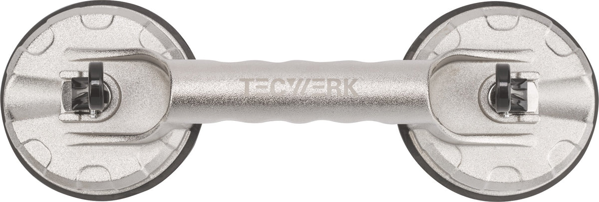 TECWERK Saugheber 80 kg, 2 Köpfe, Kopf-Ø 118 mm, Alu-Körper – für Glas, Metall, Fliesen