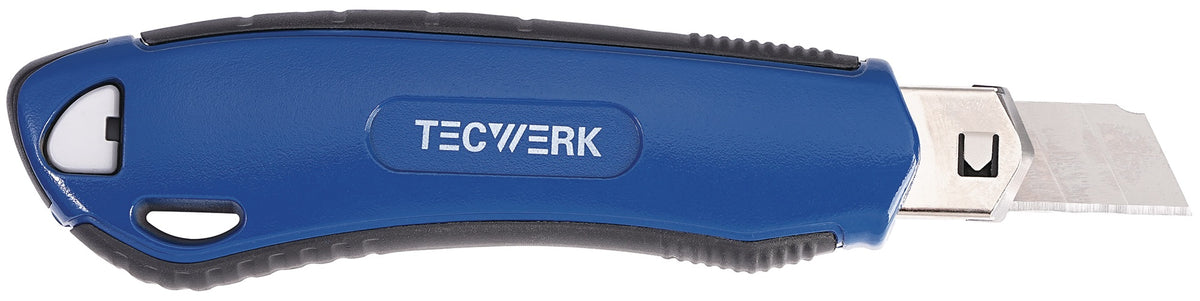 TECWERK Cuttermesser 18 mm Klingenbreite 166 mm Aluminium mit Ersatzklingen-Magazin