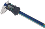 TECWERK Digitaler Messschieber DIN 862 150 mm mit Feststellschraube, eckigem Tiefenmaß und 8-mm-Ziffern