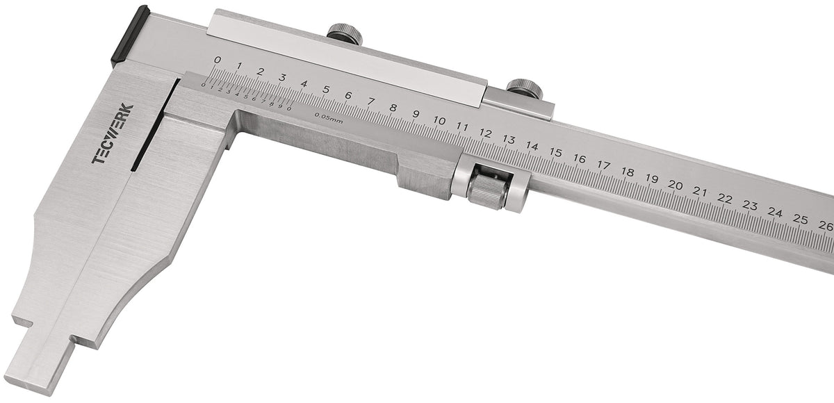 TECWERK Werkstattmessschieber DIN 862 250 mm – Analog mit Feineinstellung