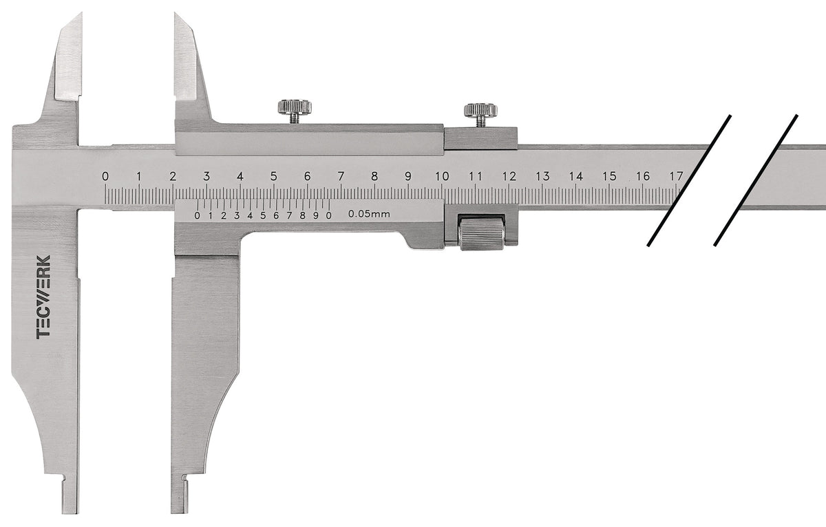 TECWERK Werkstattmessschieber DIN 862 250 mm – Analog mit Feineinstellung