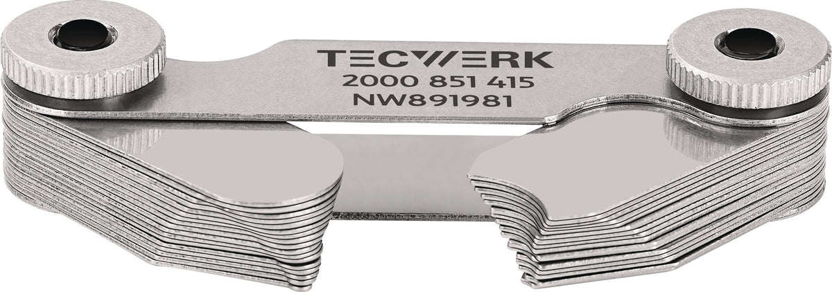 TECWERK Radienschablone 1,0-7 mm mit 17 Blatt – Konkav- und Konvexlehren aus Stahl