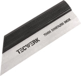 TECWERK Haarlineal DIN 874/00, 75 mm, Spezialstahl, gehärtet, geläppt, mit Handwärmeschutz