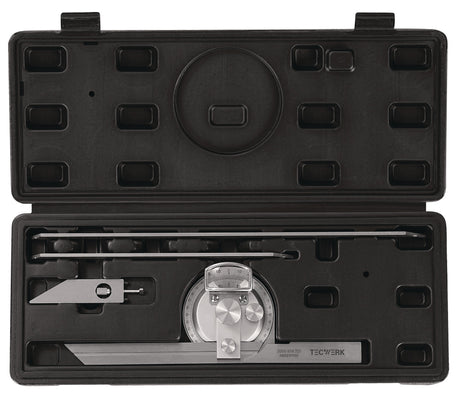 TECWERK Universalwinkelmessersatz Schienen 150/200/300 mm – Präzisions-Winkelmesser-Set
