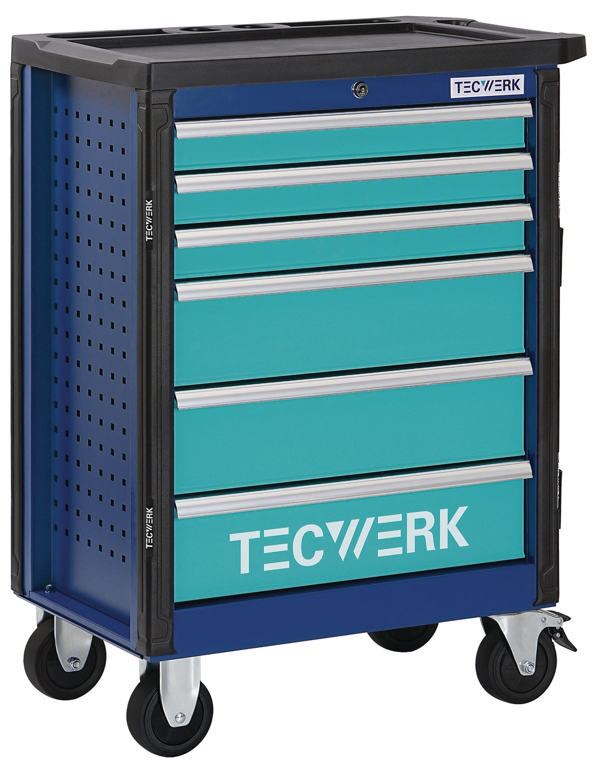 TECWERK Werkzeugwagen PLUS 2.0 – 6 Schubladen, 500 kg, abschließbar, Stahlblech