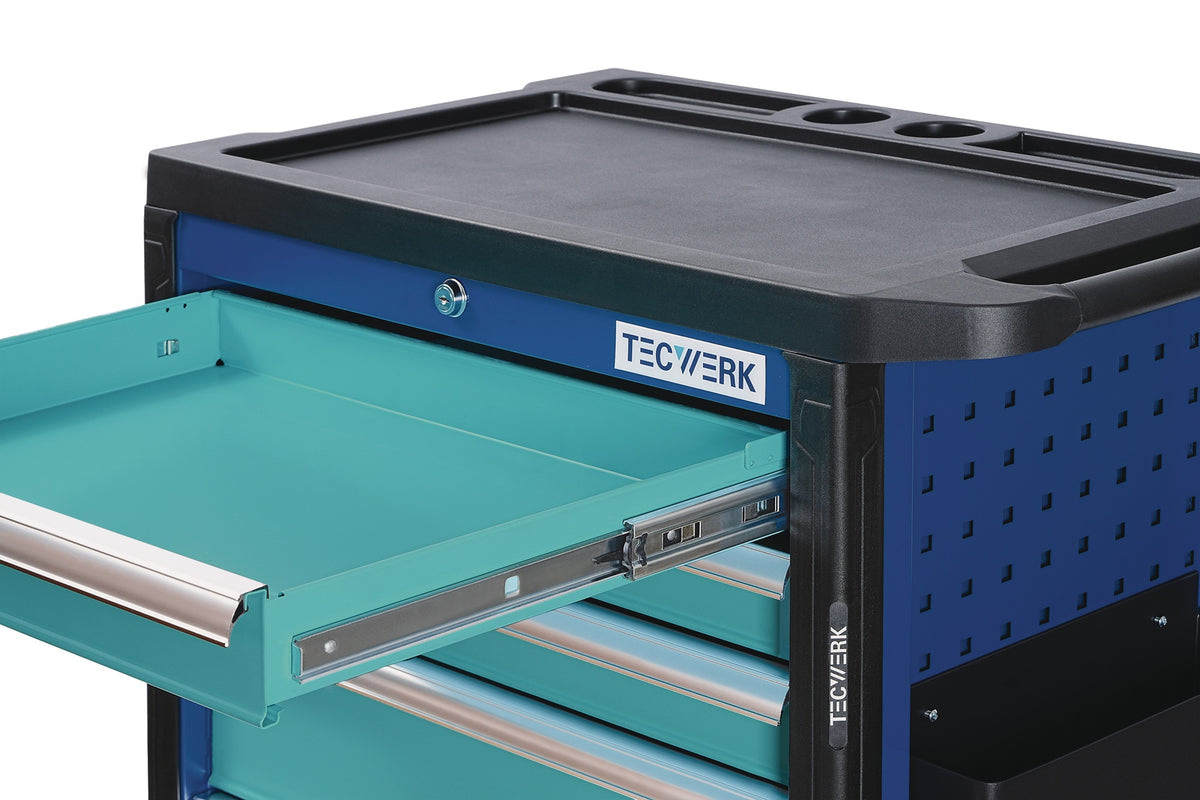 TECWERK Werkzeugwagen PLUS 2.0 – 6 Schubladen, 500 kg, abschließbar, Stahlblech