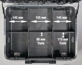 TECWERK Schalenkoffer rollbar 42 l Polypropylen mit 4 Werkzeugtafeln und Teleskopauszug