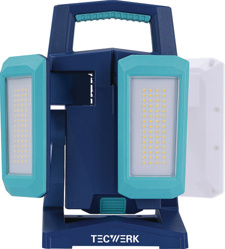 TECWERK LED-Strahler 50 W, 800-4500 lm, Li-Ion 5200 mAh, IP54, Powerbank