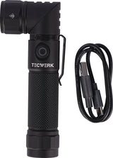 TECWERK LED-Taschenlampe 100-1000 lm Li-ion 180 m blau/schwarz – wiederaufladbar, 90° drehbarer Kopf, Magnet