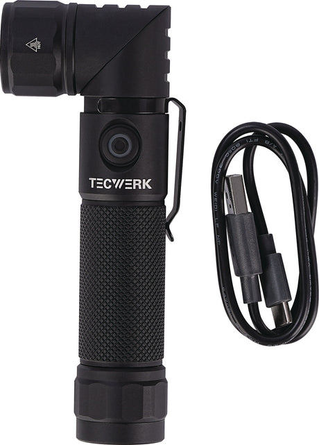 TECWERK LED-Taschenlampe 100-1000 lm Li-ion 180 m blau/schwarz – wiederaufladbar, 90° drehbarer Kopf, Magnet