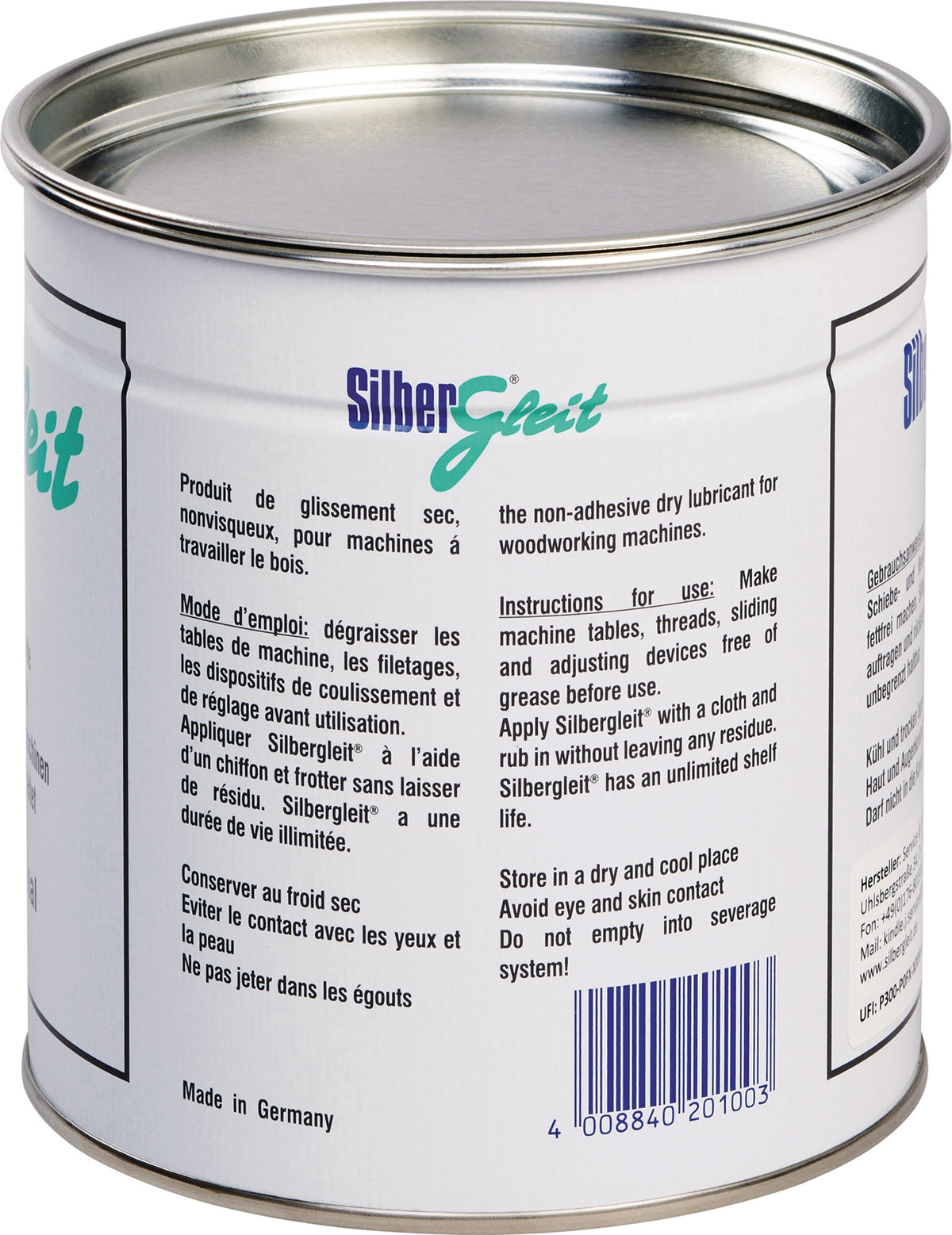 Trockengleitmittel Silbergleit 1000 ml Dose – pastöses Gleitmittel für Holzbearbeitung