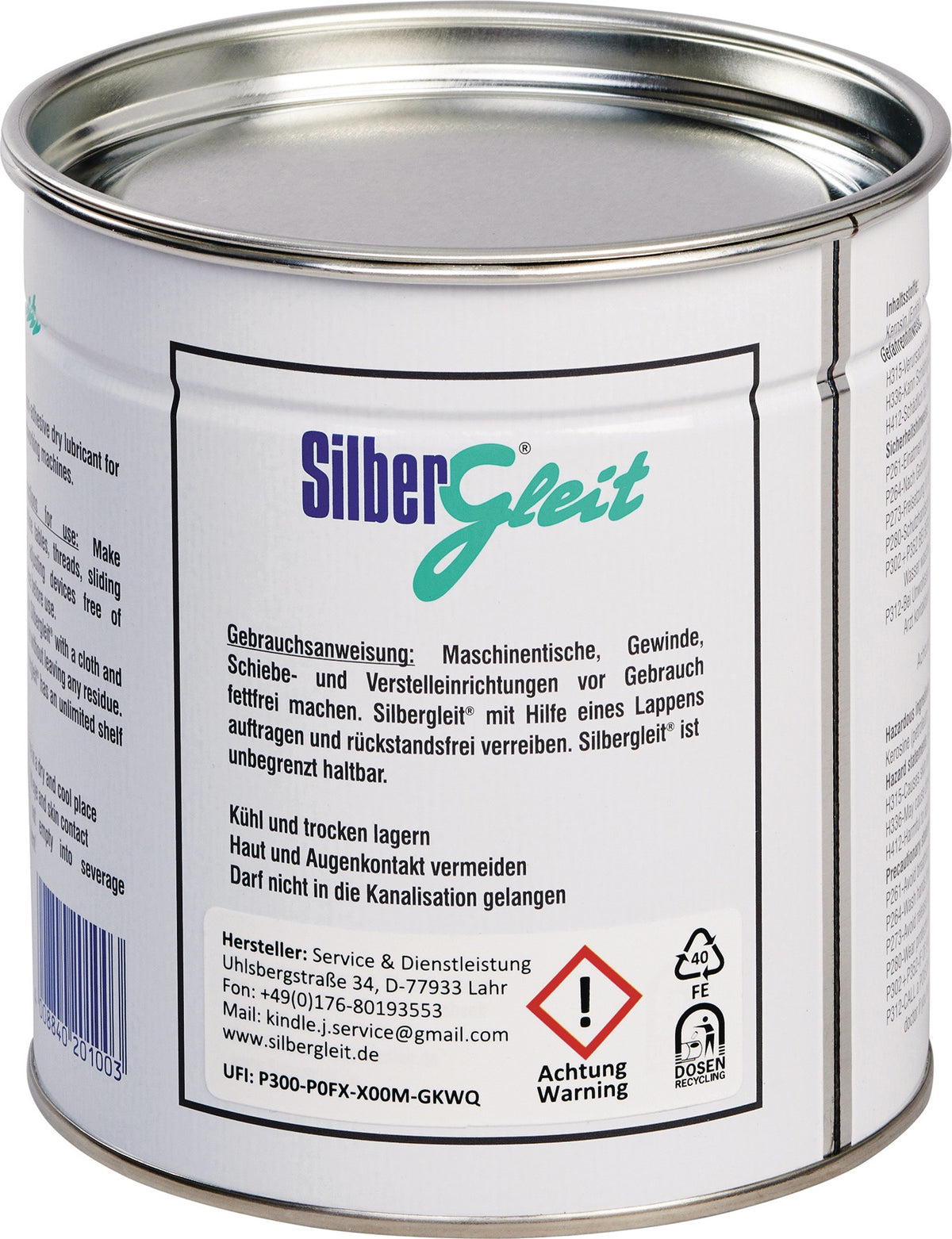 Trockengleitmittel Silbergleit 1000 ml Dose – pastöses Gleitmittel für Holzbearbeitung