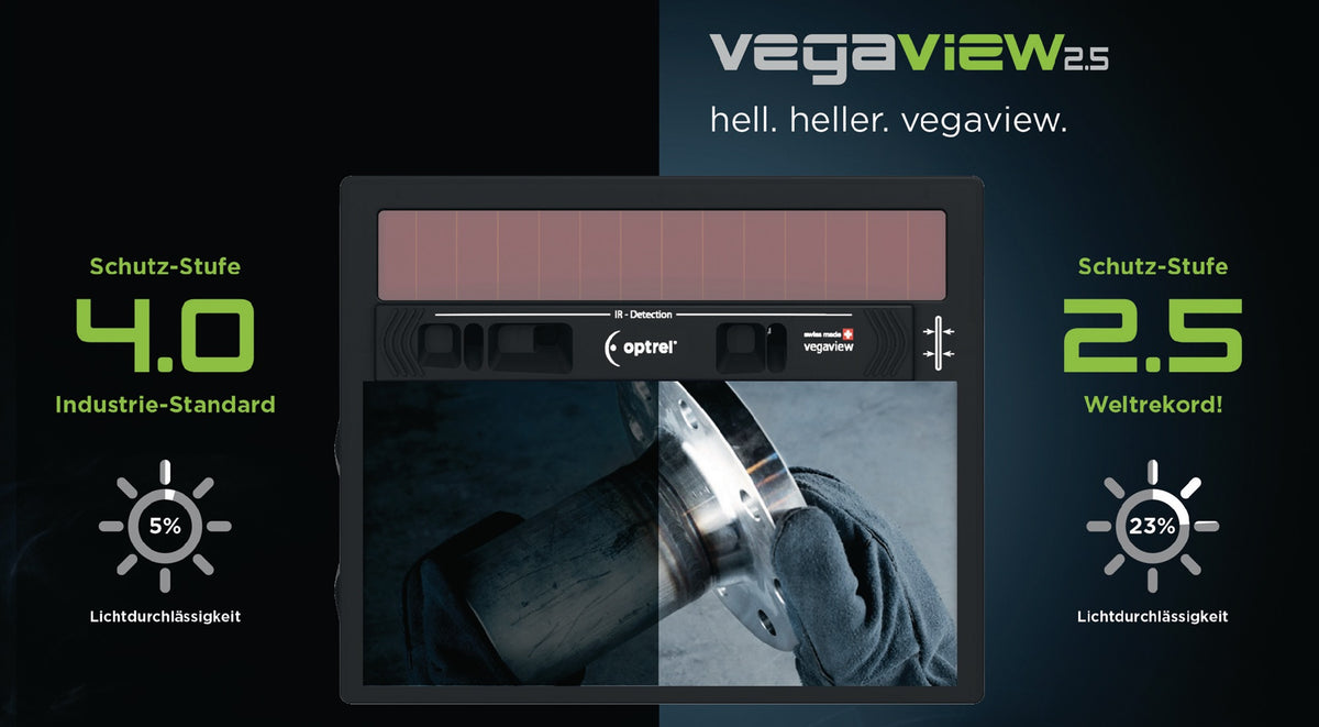 OPTREL Schweißerschutzhelm Vegaview2.5 schwarz 90x110mm DIN 8-12