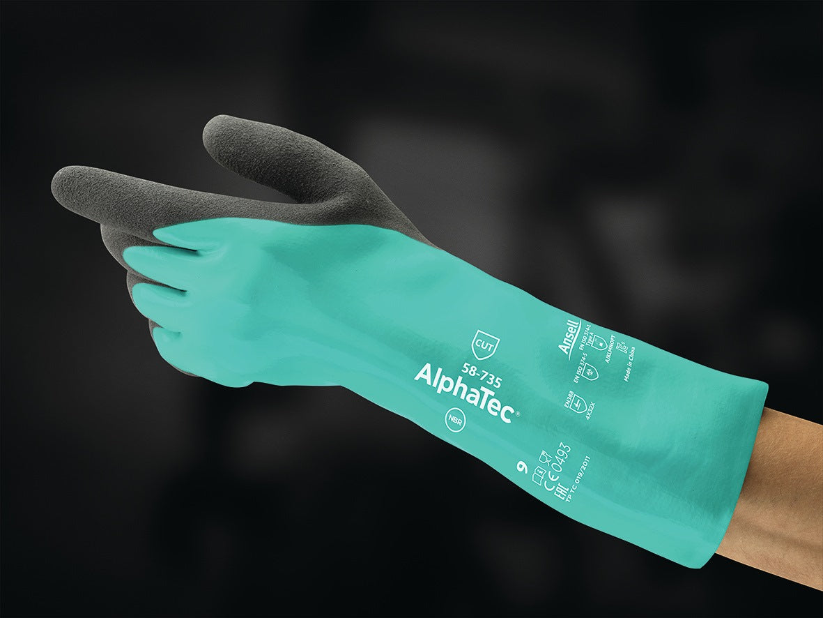 ANSELL AlphaTec 58-735 Chemiehandschuh Gr.9 – Nitril, Schnittschutz ISO C, EN 388 & EN 374