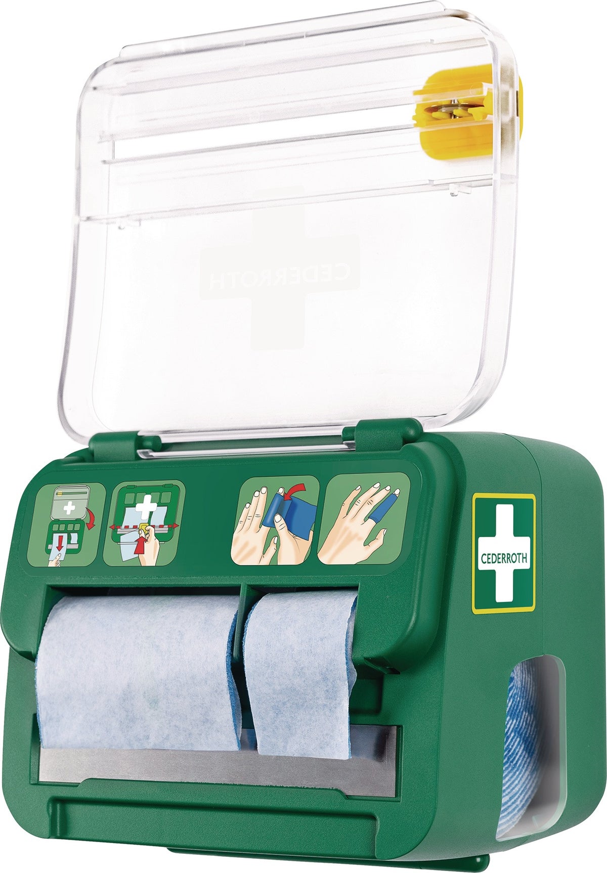 CEDERROTH Pflasterspender Soft Foam Spender 2-in-1 – grün, transparent, abschließbar