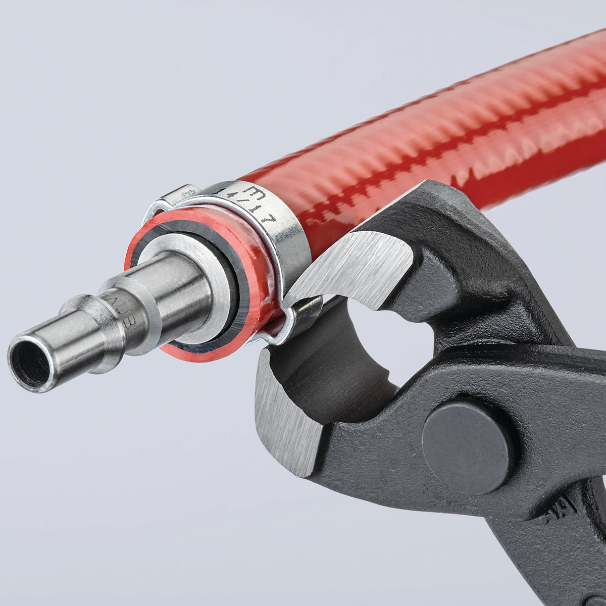 KNIPEX Ohrklemmenzange 220 mm – für 1-Ohr- und 2-Ohrklemmen, Kopf schwarz atramentiert
