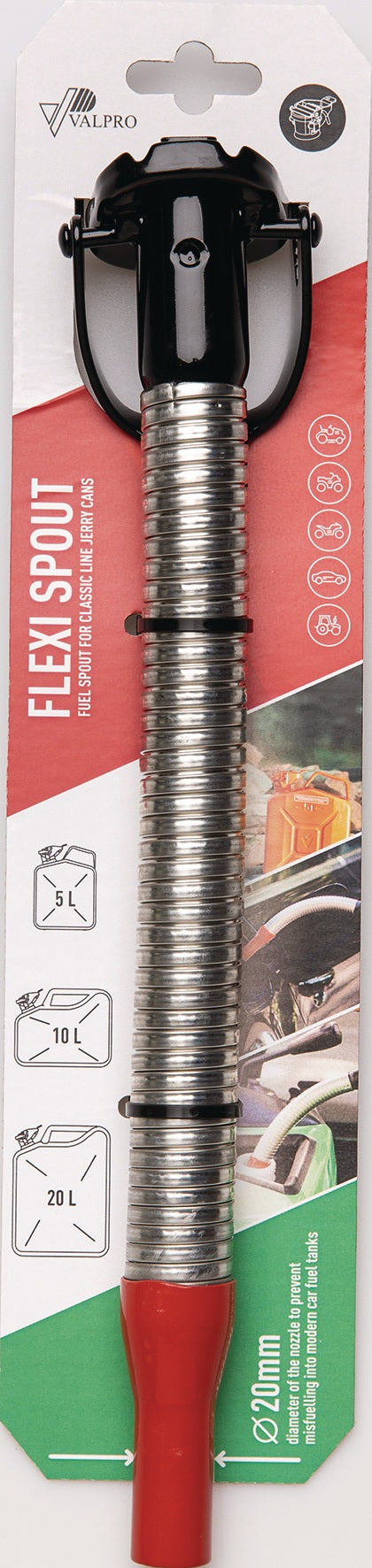 VALPRO Ausgießstutzen für Diesel – flexibel mit Entlüftungskanal und Filter, 380 mm