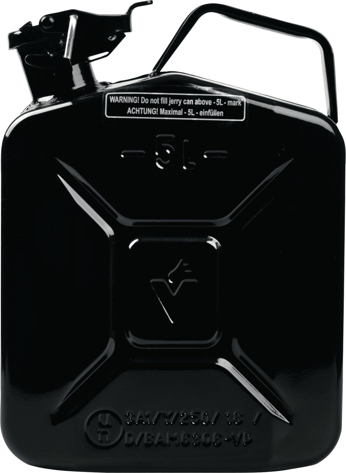 VALPRO Kraftstoffkanister 20 l Schwarz RAL 9005 – Stahlblech 0,9 mm, Bajonettverschluss, DIN 7274