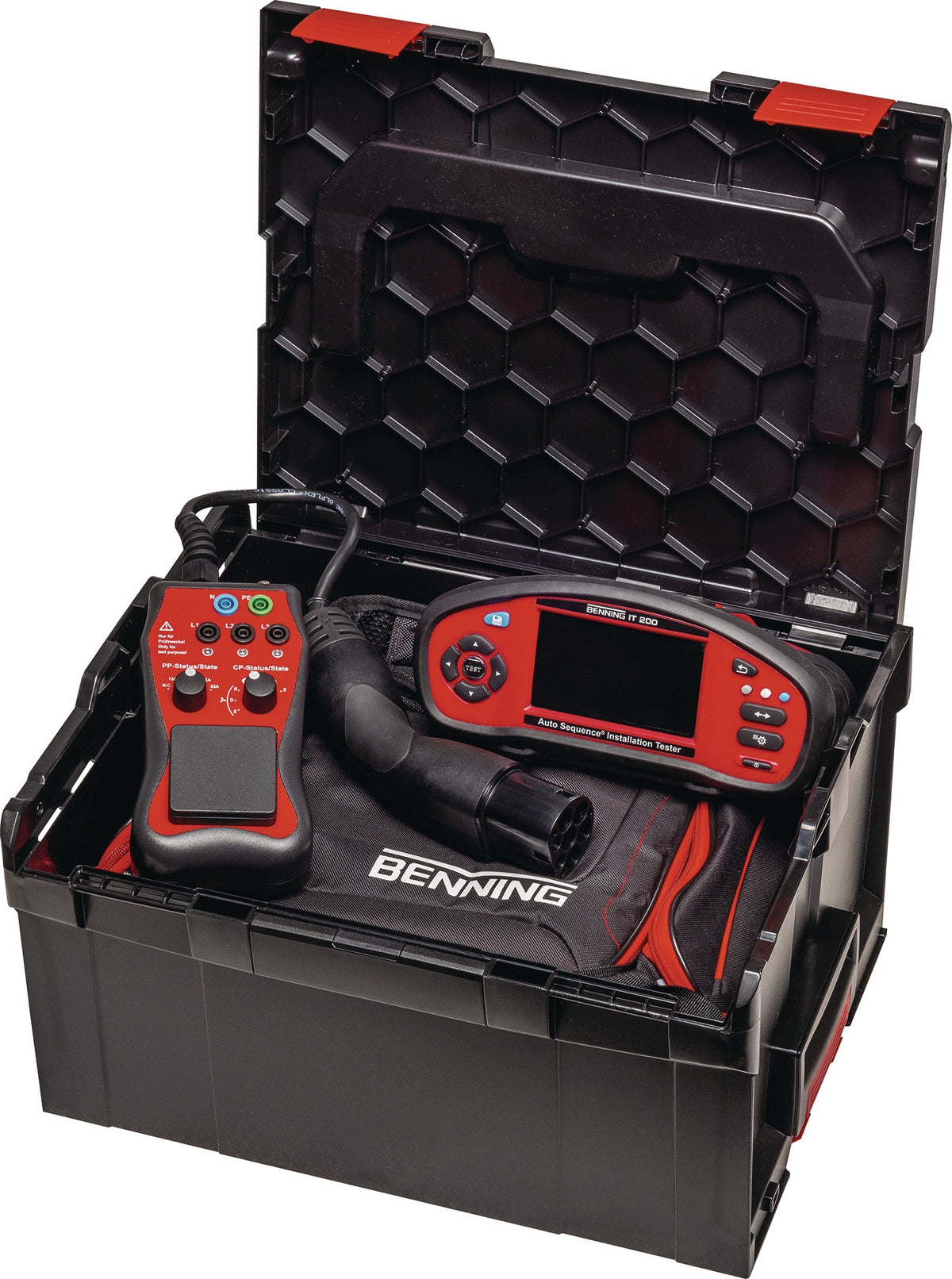BENNING Gerätetester-Set IT 200 + EV 3-2 – Normkonforme Prüfung von Elektroanlagen & Wallboxen im L-Boxx Koffer