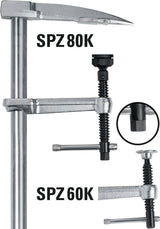 BESSEY Sparrenzwinge SPZ Spannweite 600 mm Ausladung 120 mm mit einschlagbarer Spitze