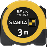 STABILA Taschenrollbandmaß BM 150 – 3 m, 16 mm, mm/mm, EGII, ABS/TPE, Feststeller