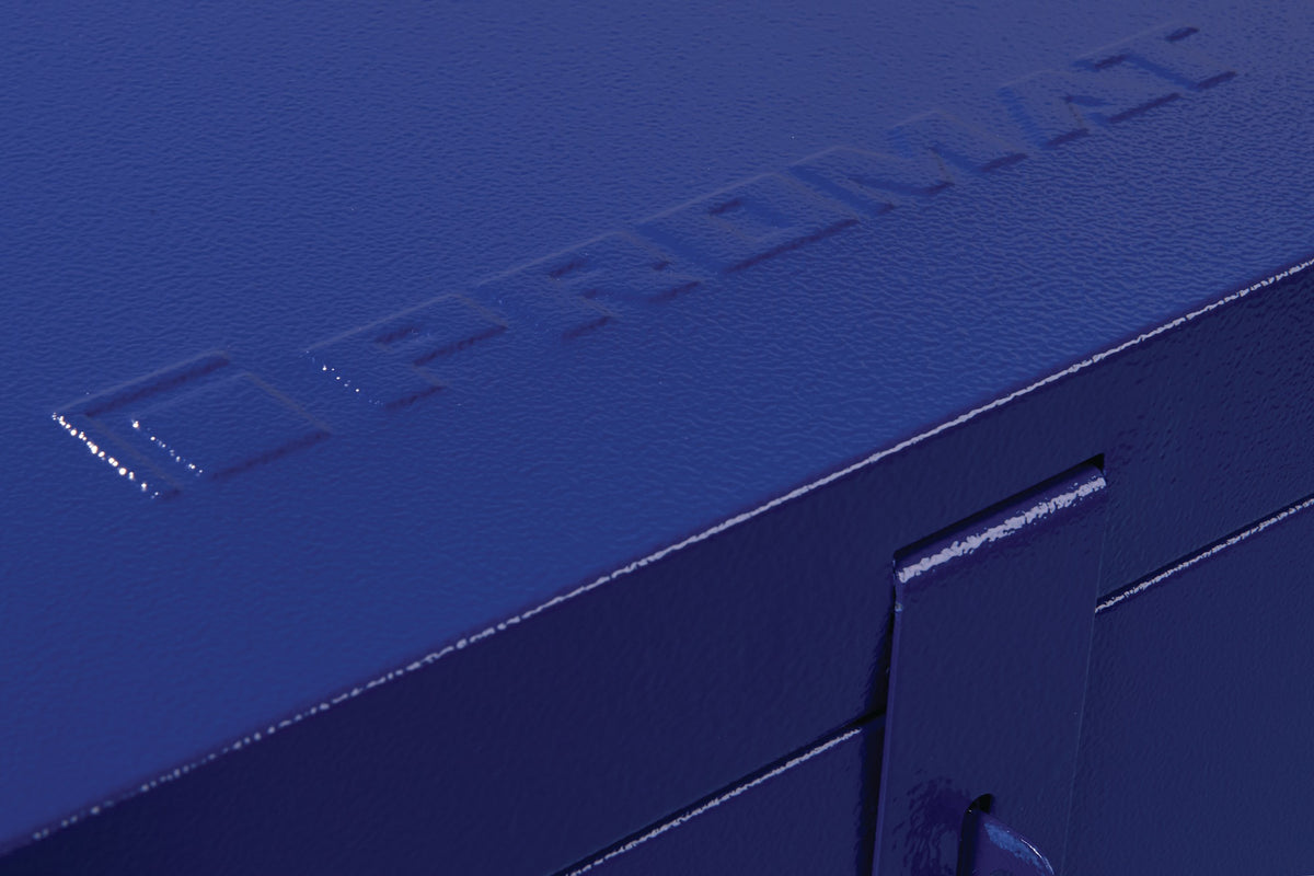 PROMAT Stahlblechwerkzeugkoffer unbestückt, 690 x 360 x 310 mm, blau, mit Tragegriffen und abschließbarem Deckel