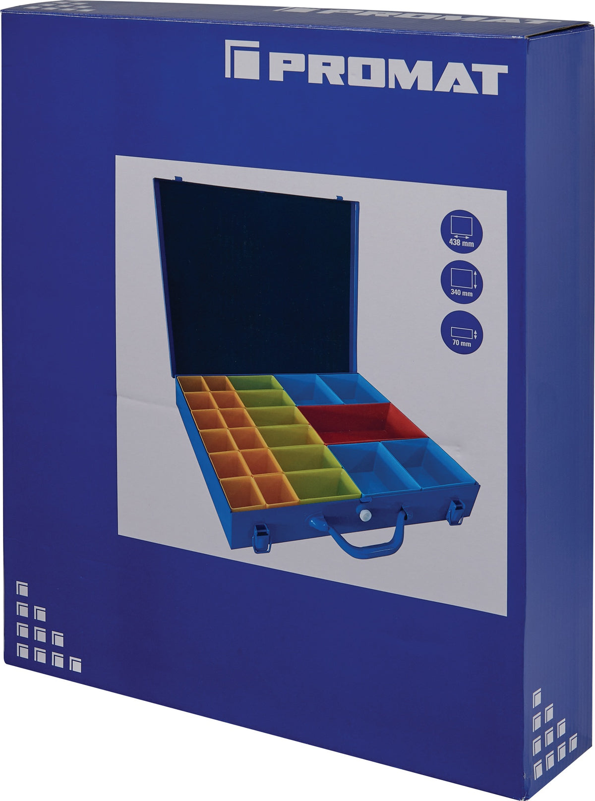 PROMAT Sortimentskasten 438x342x70 mm mit 23 Fächern, blau – Perfekte Ordnung