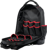 PARAT Werkzeugrucksack B360xT170xH440mm Nylon schwarz/rot – 15 Fächer & Laptopfach