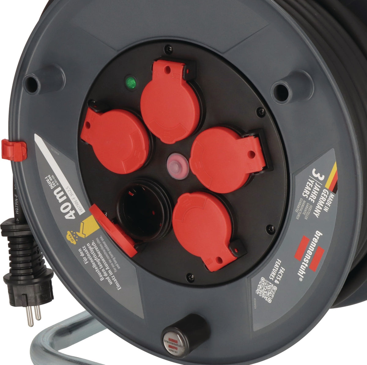 Brennenstuhl Kabeltrommel 320 KU 4200 40m Gummi-Neopren 3x2,5mm² IP44 mit 5 Schutzkontaktsteckdosen