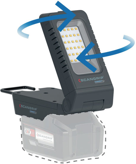 SCANGRIP DUO CONNECT LED-Strahler 108 W, 2500 lm, 18 V, IP30 – mit 2 flexiblen Leuchtenköpfen