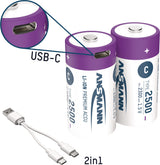 ANSMANN Akkuzelle 1,5 V 400 mAh Micro AAA Li-Ion mit USB-C Ladeport
