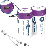 ANSMANN Akkuzelle 1,5 V 400 mAh Micro AAA Li-Ion mit USB-C Ladeport