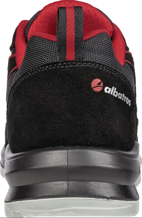 ALBATROS Berufsschuh CLIFTON ST LOW O2 ESD SRC – hydrophobiertes Veloursleder, schwarz/rot