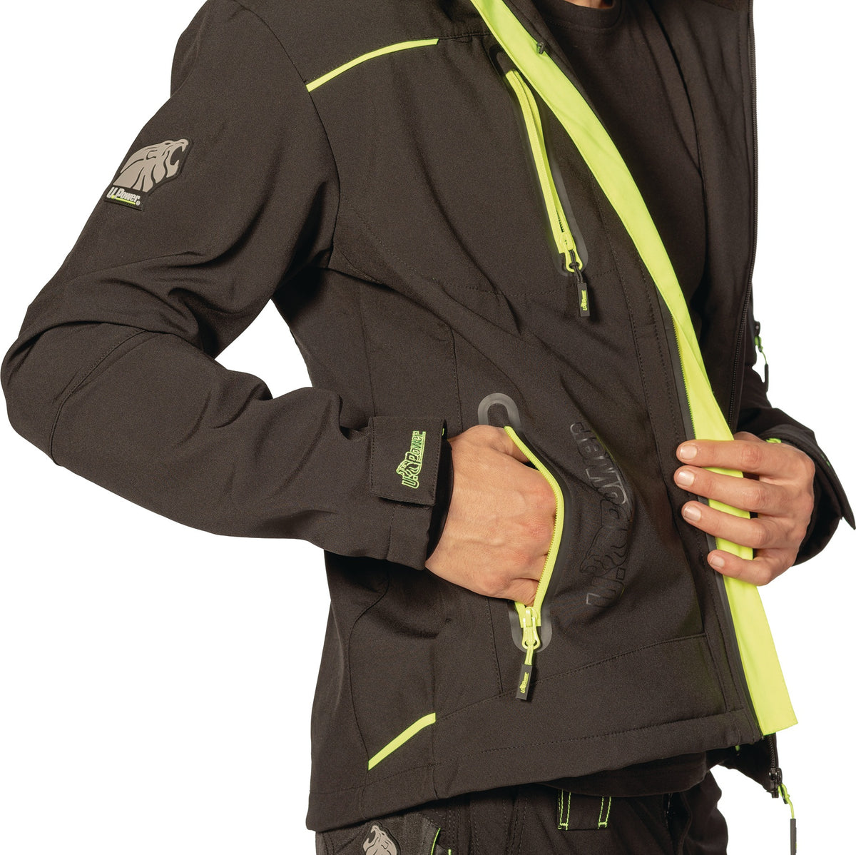 U.POWER Softshelljacke Space XXL schwarz/carbon – wasserabweisend, winddicht, reflektierend