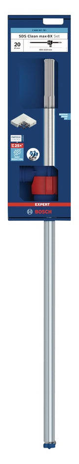 BOSCH Hammerbohrer-Set EXPERT SDS Clean max-8X, 20,0 mm, 650 mm – Staubarm bohren in Stahlbeton