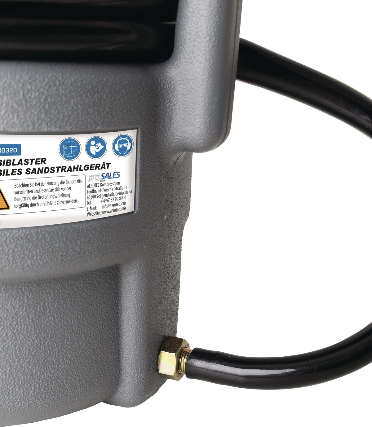 AEROTEC Mobiles Sandstrahlgerät 10 l – 240 l/min Luftverbrauch, Korngröße 0,4–0,8 mm, 6,7 bar