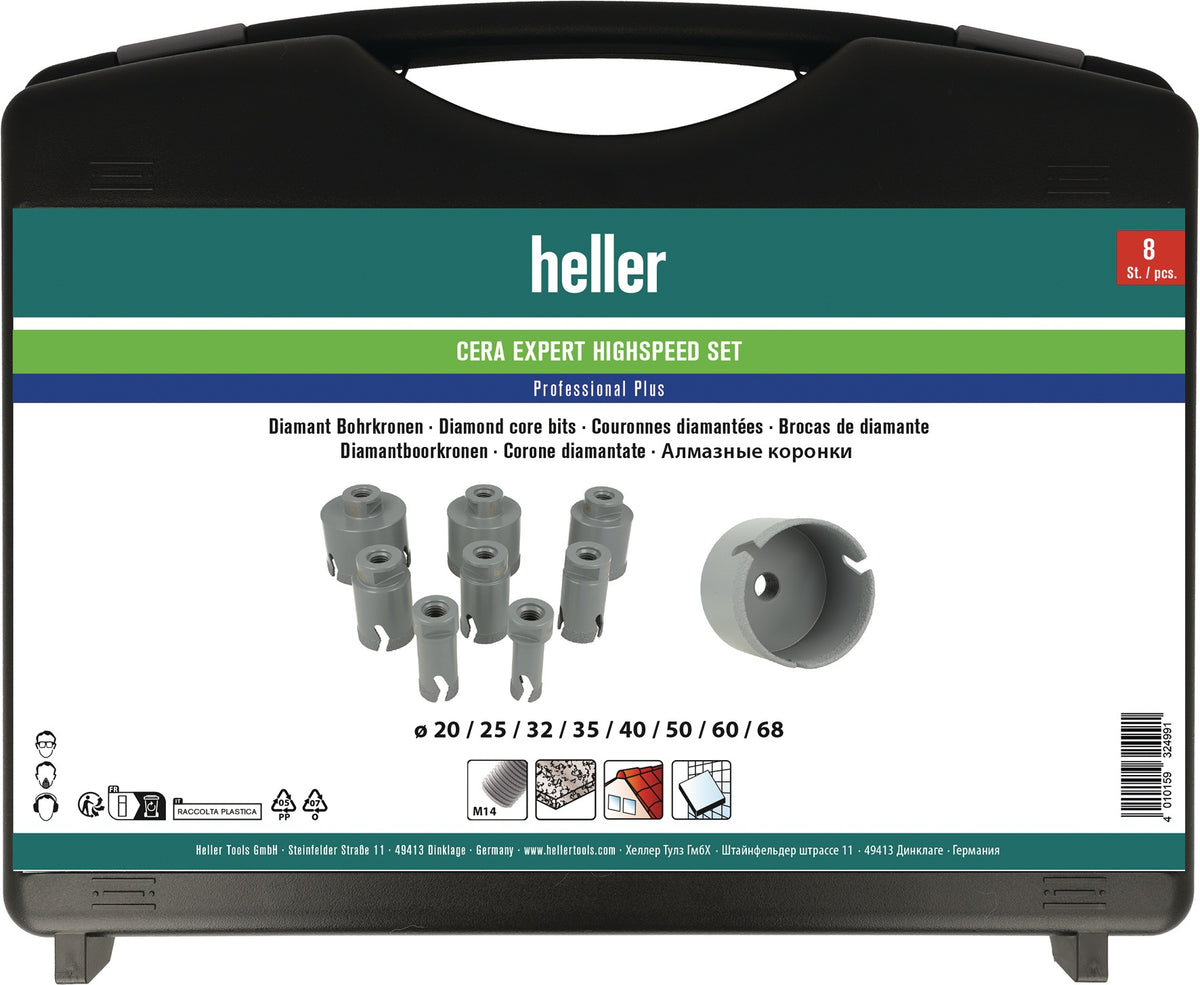 HELLER Lochsägen-Satz Cera Expert Highspeed 8-teilig 20-68 mm für Fliesen und Feinsteinzeug