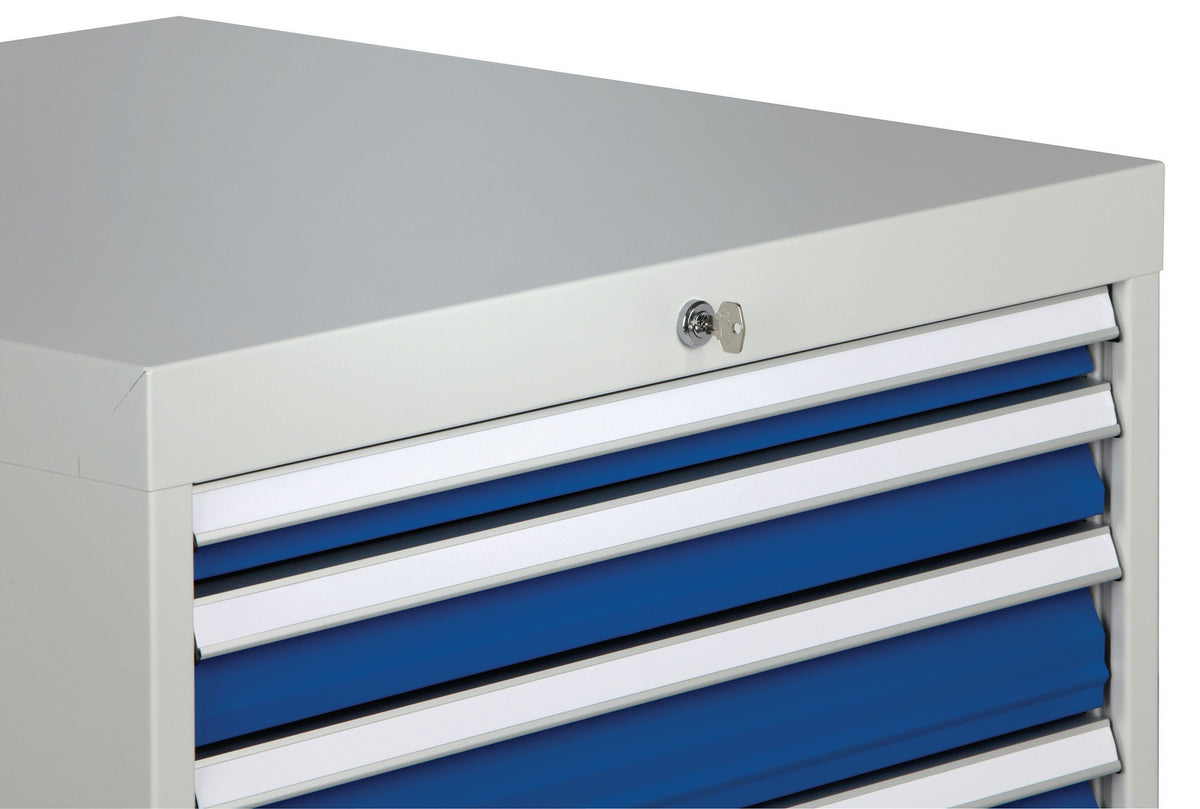 BEDRUNKA+HIRTH Schubladenschrank 6 Schubladen Vollauszug 1019x705x736 mm lichtgrau/signalblau