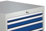 BEDRUNKA+HIRTH Schubladenschrank 6 Schubladen Vollauszug 1019x705x736 mm lichtgrau/signalblau