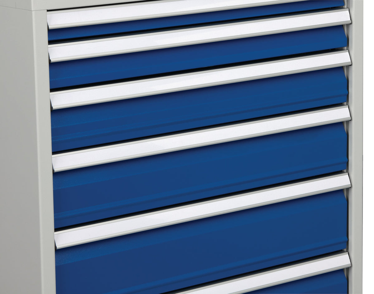 BEDRUNKA+HIRTH Schubladenschrank 6 Schubladen Vollauszug 1019x705x736 mm lichtgrau/signalblau