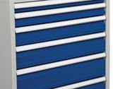 BEDRUNKA+HIRTH Schubladenschrank 6 Schubladen Vollauszug 1019x705x736 mm lichtgrau/signalblau