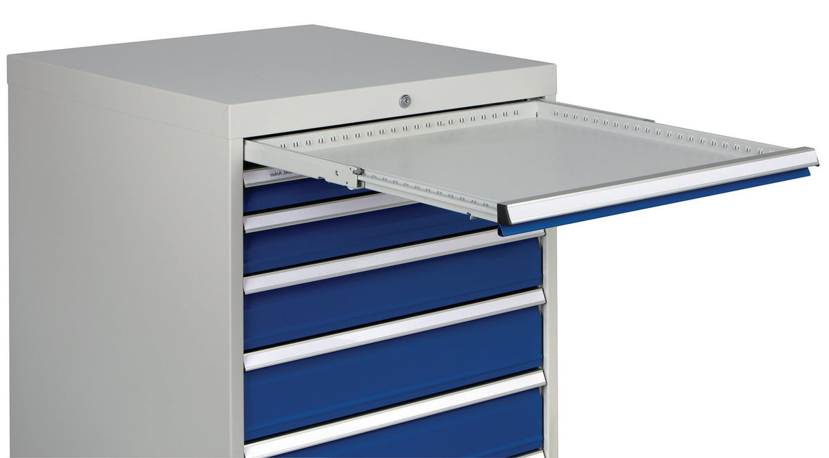 BEDRUNKA+HIRTH Schubladenschrank 6 Schubladen Vollauszug 1019x705x736 mm lichtgrau/signalblau