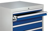 BEDRUNKA+HIRTH Schubladenschrank 6 Schubladen Vollauszug 1019x705x736 mm lichtgrau/signalblau