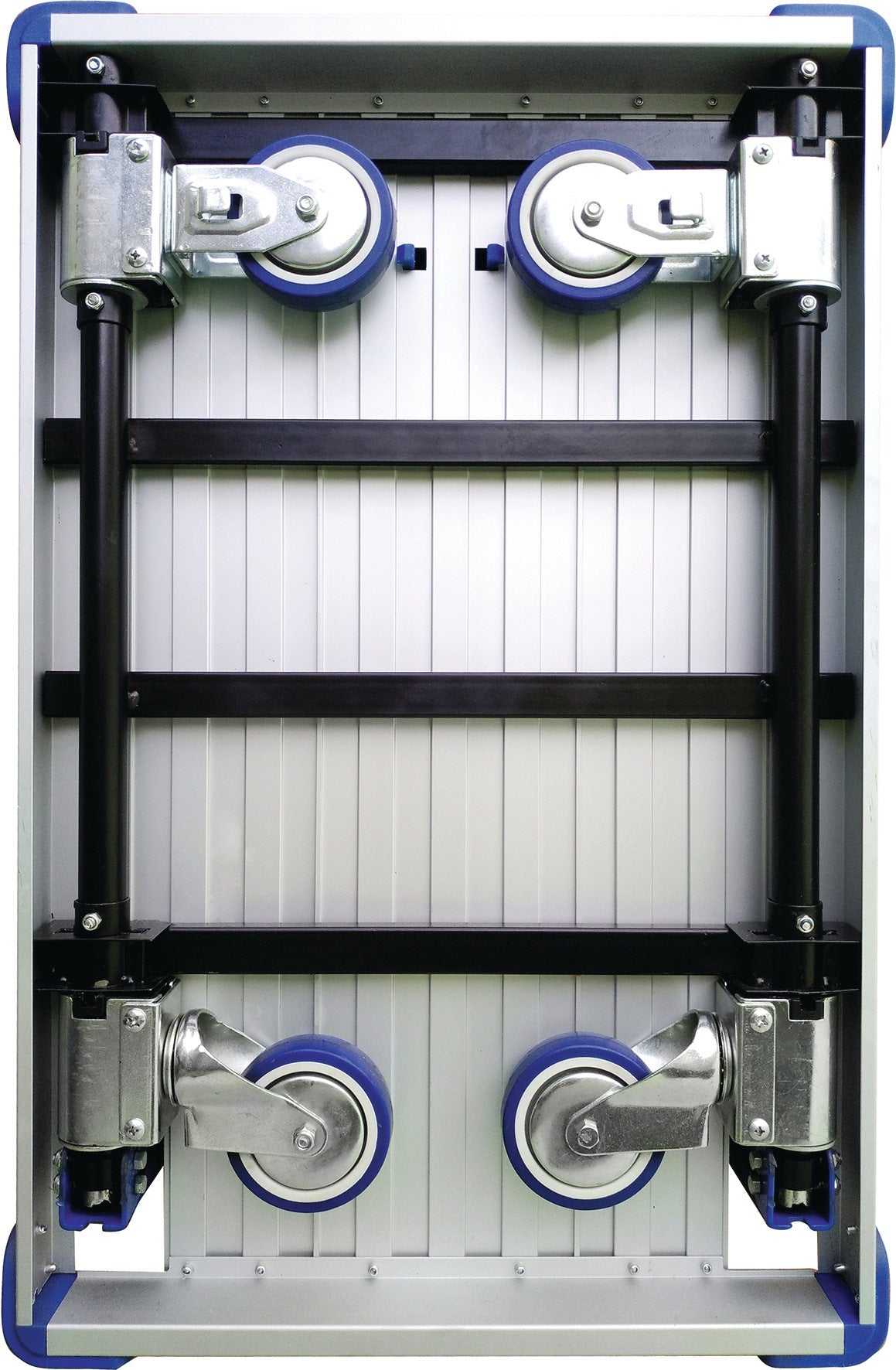 Plattformwagen mit klappbaren Rädern und Bügel, Aluminium-Ladefläche 630 x 400 mm, 150 kg Tragfähigkeit