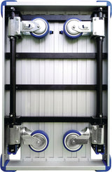Plattformwagen mit klappbaren Rädern und Bügel, Aluminium-Ladefläche 630 x 400 mm, 150 kg Tragfähigkeit