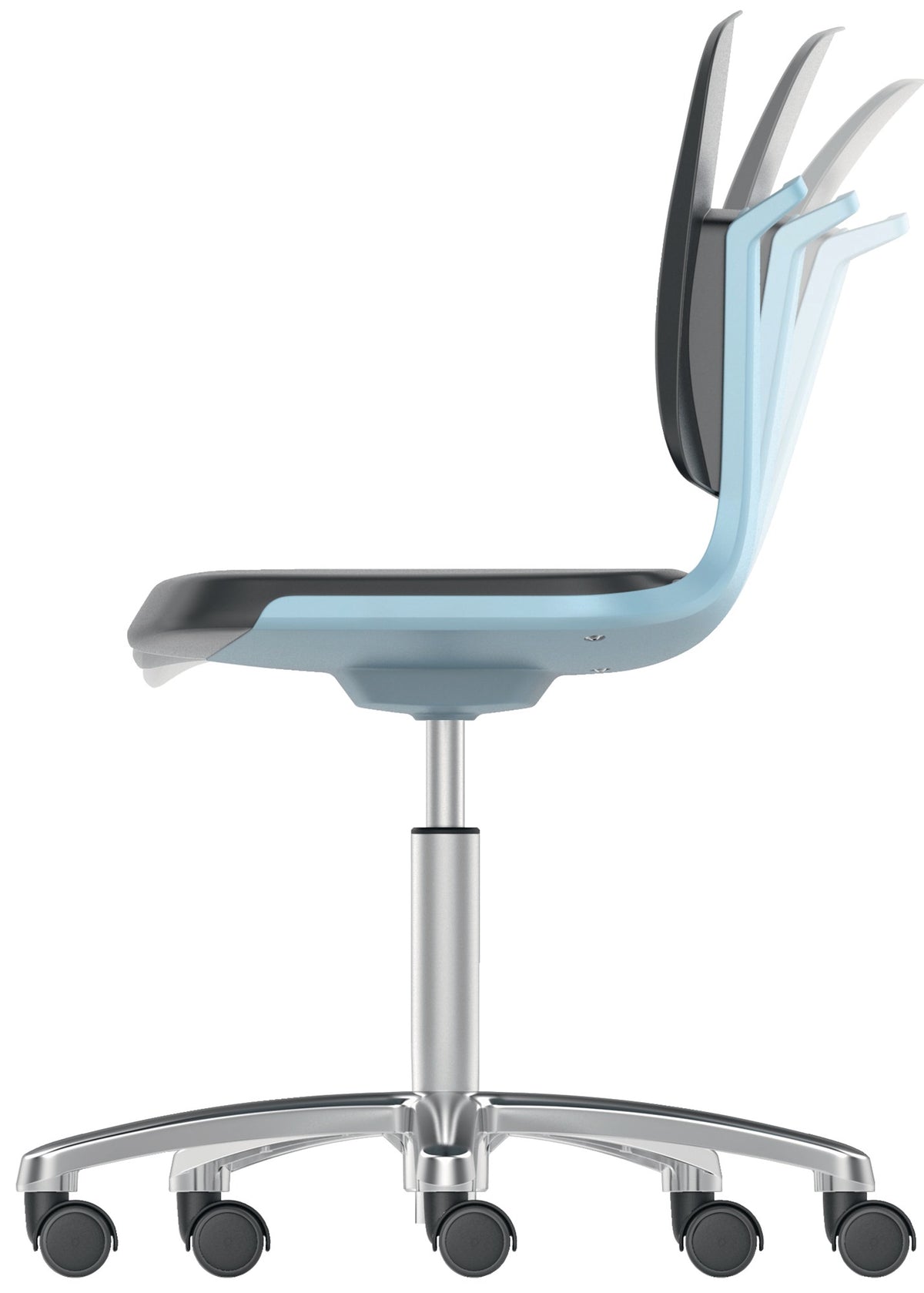 BIMOS Arbeitsdrehstuhl Labsit RL mit Sitzschale blau, Integralschaumpolster schwarz, 450-650 mm
