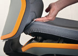 Arbeitsdrehstuhl Neon RL Permanentkontakt von BIMOS – orange, Sicherheits-Doppelrollen, 450-620 mm