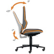 Arbeitsdrehstuhl Neon von BIMOS mit Synchrontechnik und Rollen – orange Polsterelement
