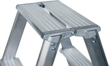 MUNK Stufenstehleiter 2x3 Stufen Aluminium – beidseitig begehbar, 150 kg