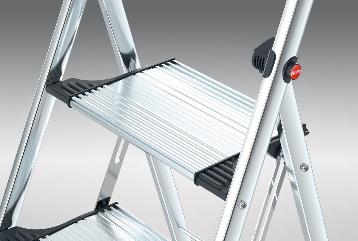 HAILO Klapptritt K100 Aluminium 2 Stufen mit Anti-Rutsch-Riffelung, 150 kg